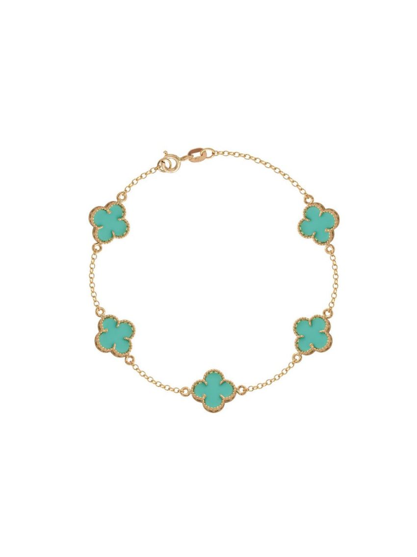 Pulseira Feminino de Ouro 18k Trevo