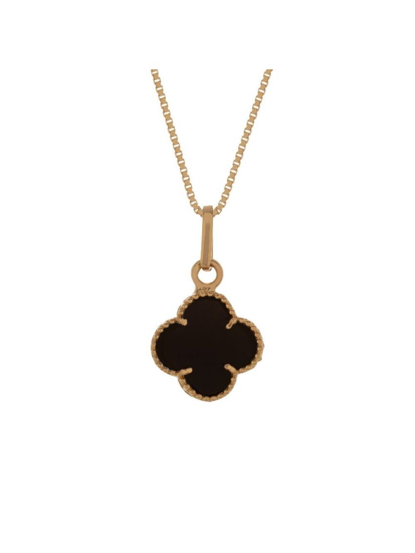 Combo Pingente de Ouro 18k Trevo + Corrente de Ouro 18k Veneziana
