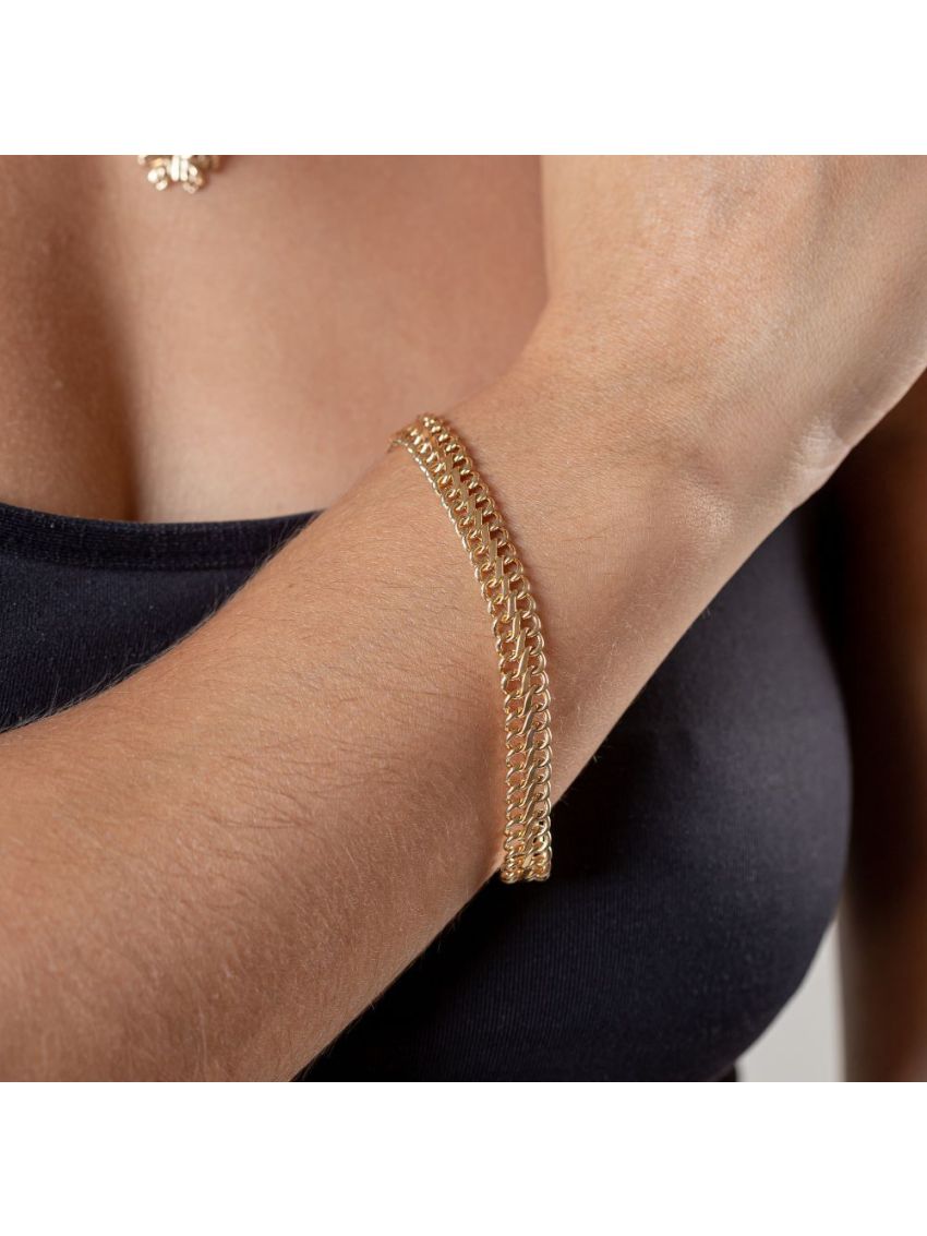 Pulseira Feminina Ouro 18k Lacraia Fina-18cm