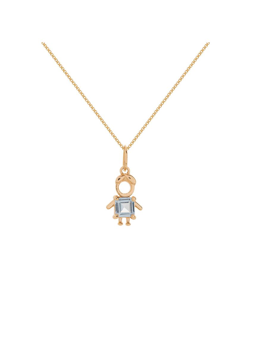 Pingente de Ouro 18k Menino com Pedra Azul