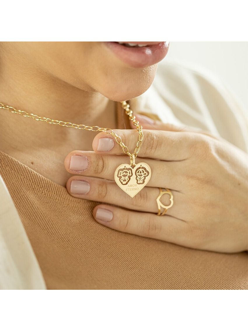 Pingente de Ouro 18k Amor Eterno com Filhos