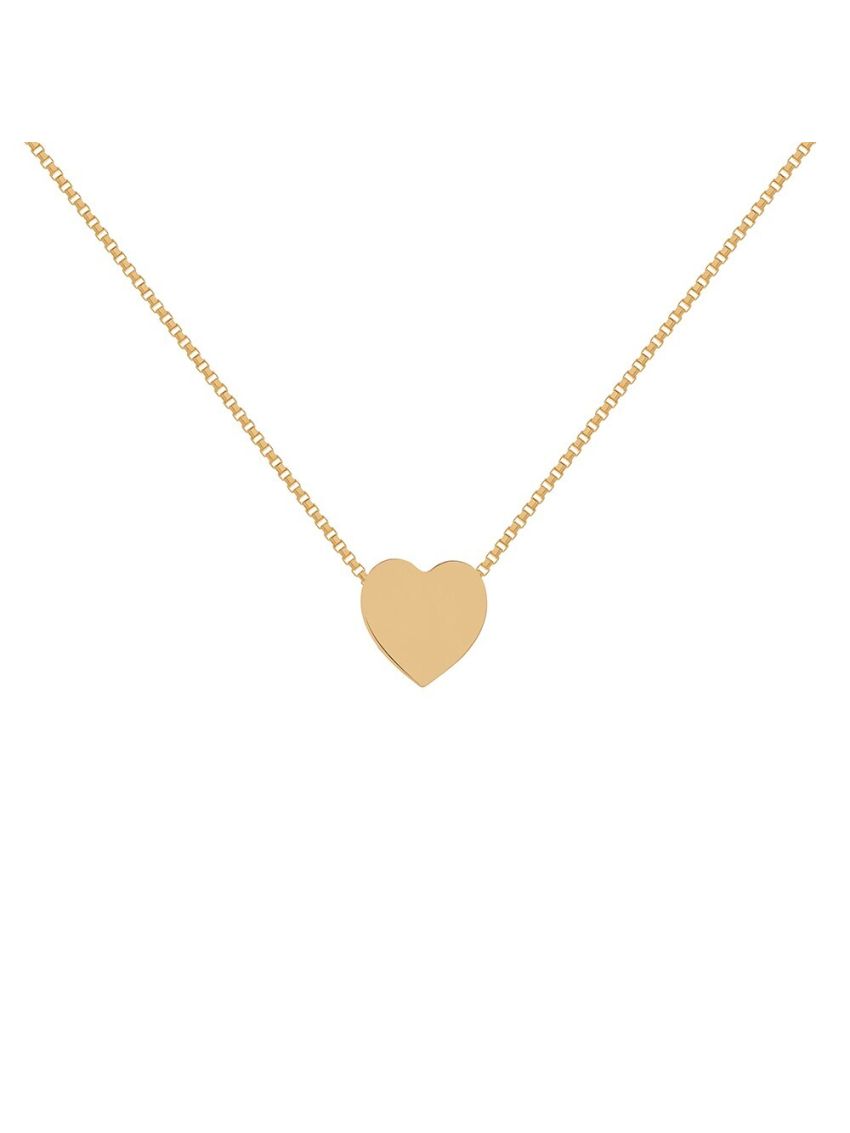 Corrente de Ouro 18k Pingente Coração Chapa