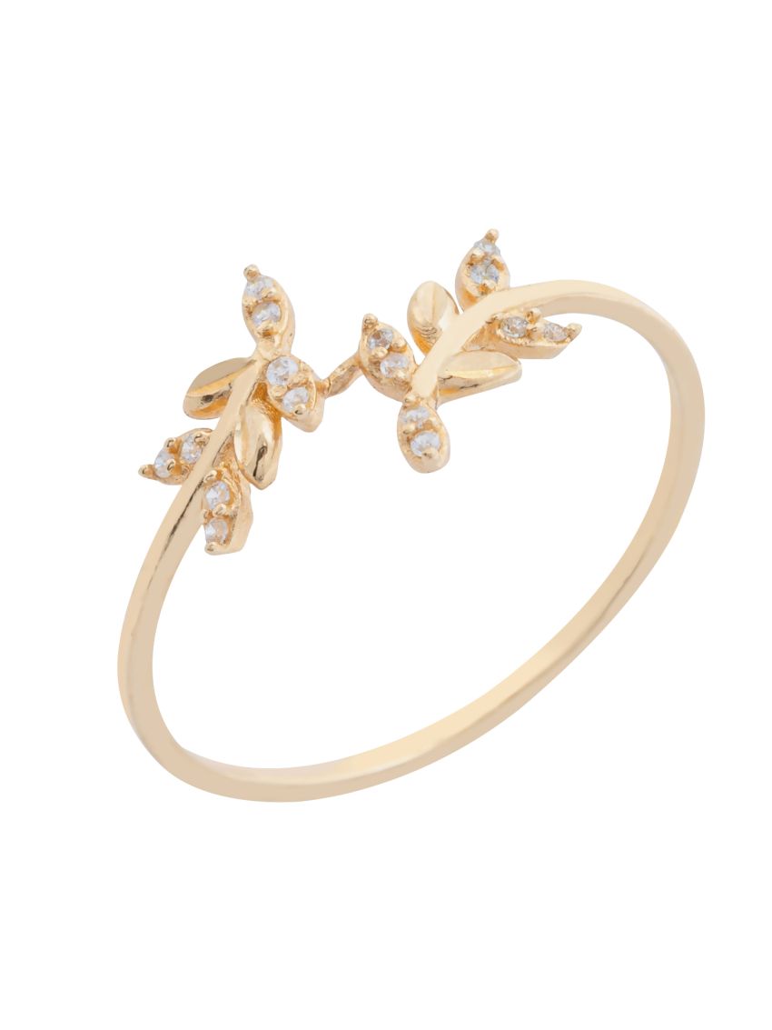 Anel Feminino de Ouro 18k Folhas