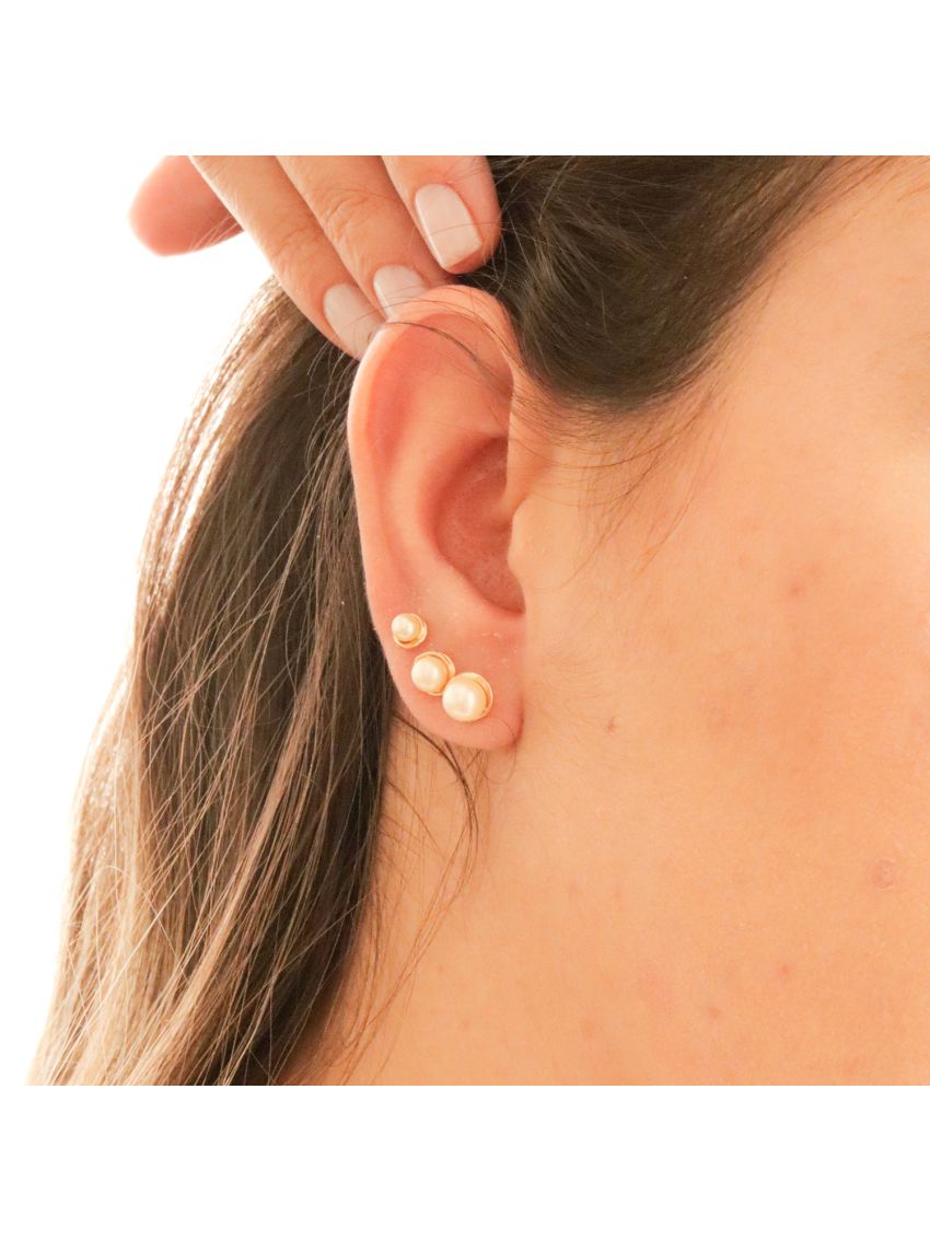 Brinco de Ouro 18k Pérola 5mm