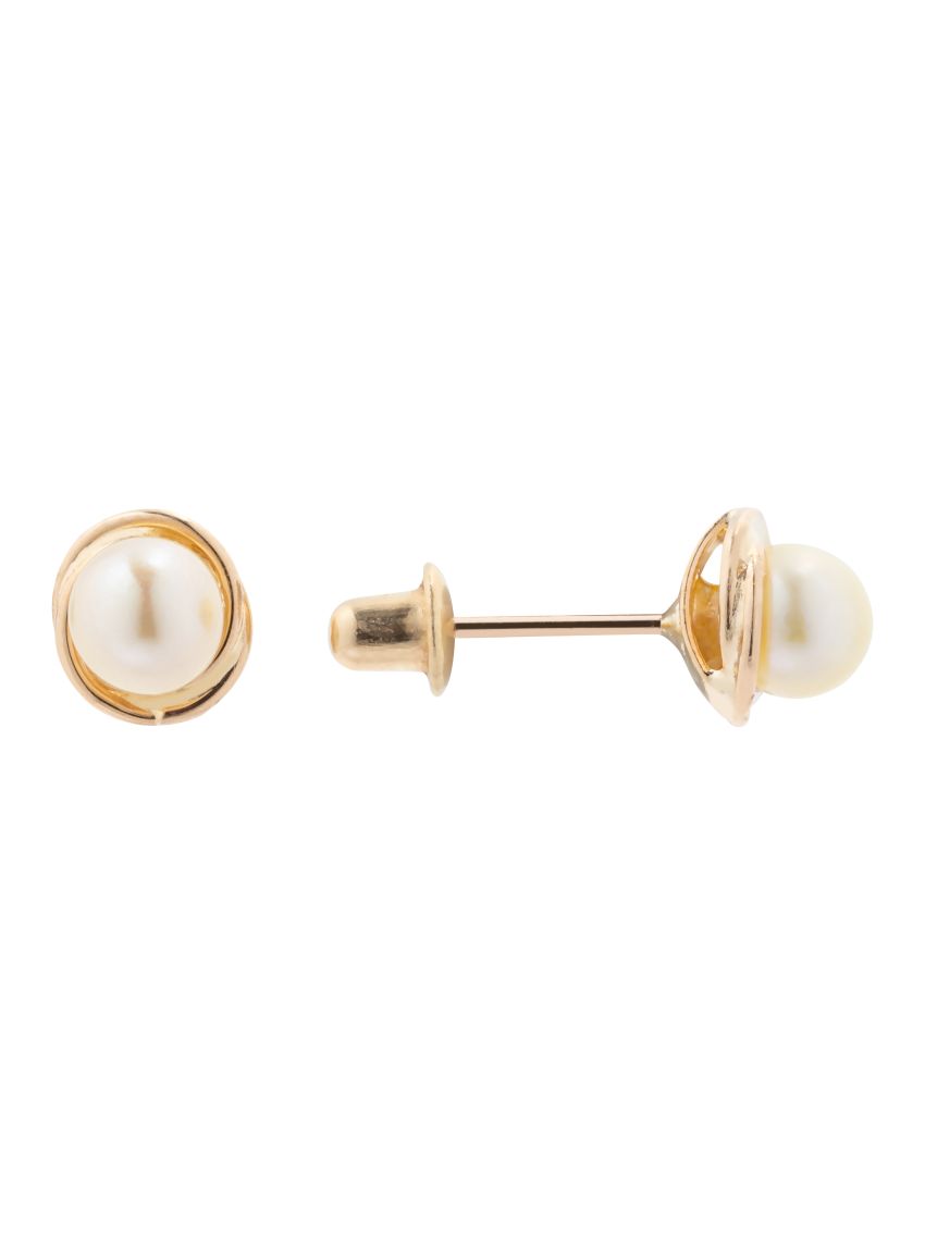 Brinco de Ouro 18k Pérola 4mm