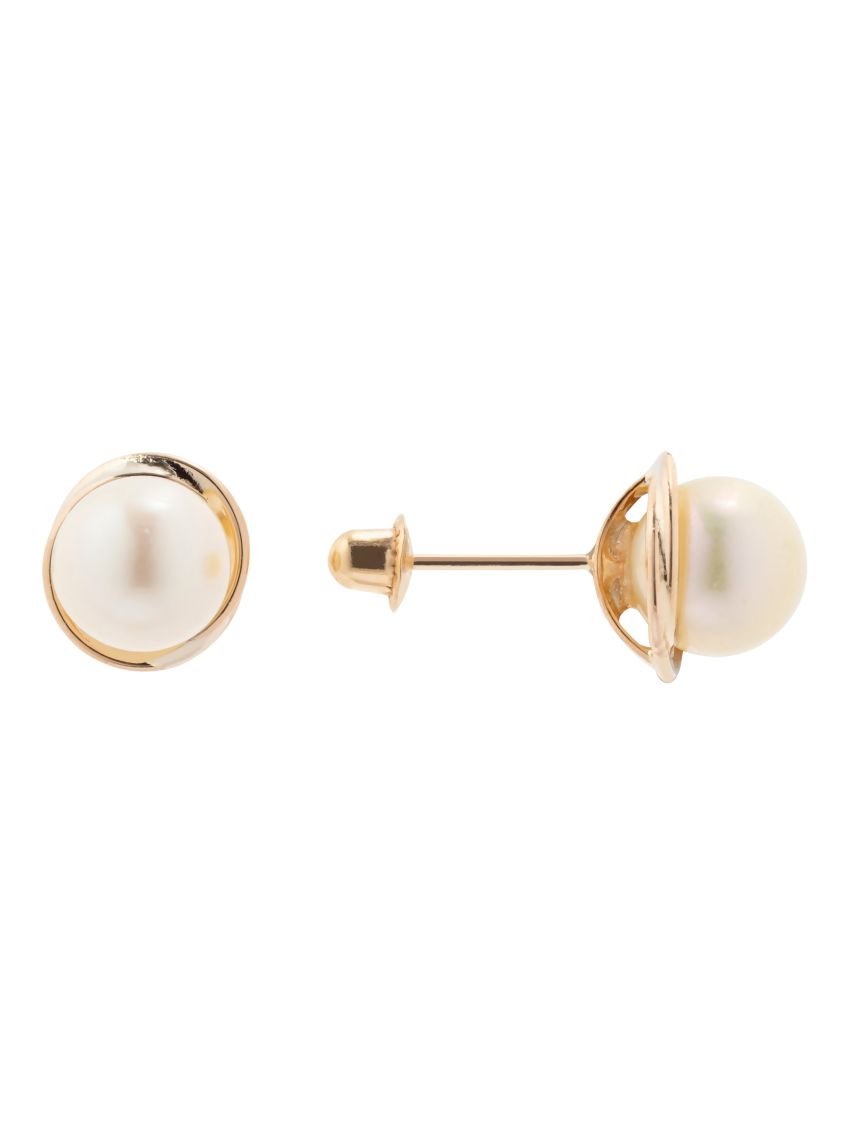 Brinco de Ouro 18k Pérola 6mm