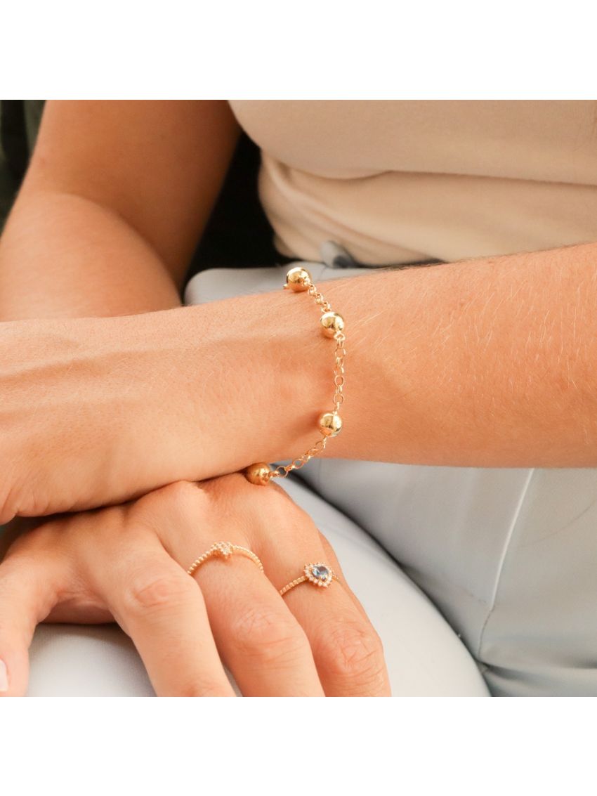 Pulseira Ouro 18k Portuguesa Com Bolinhas