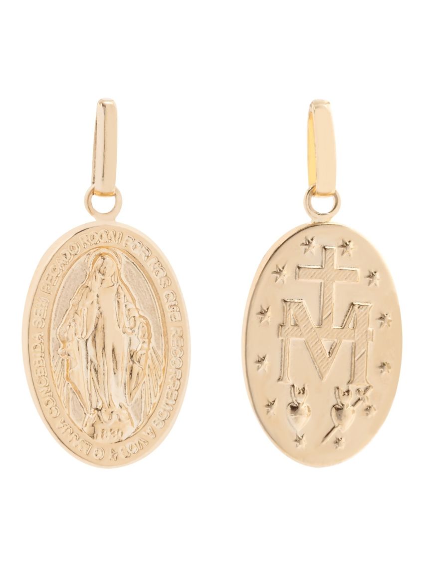 Pingente Ouro 18k Oval Religioso Nossa Senhora das Graças (Milagrosa)