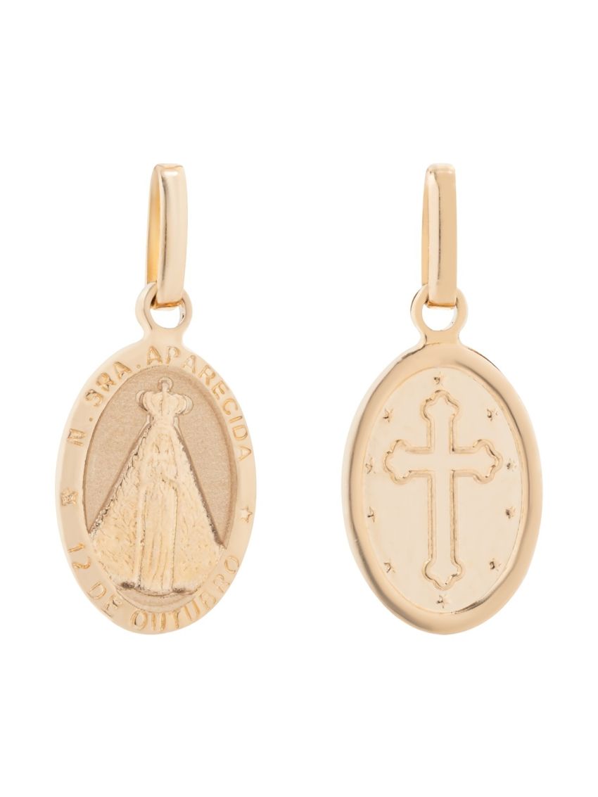 Pingente Medalha Religiosa Ouro 18k Amarelo Nossa Senhora Pequena