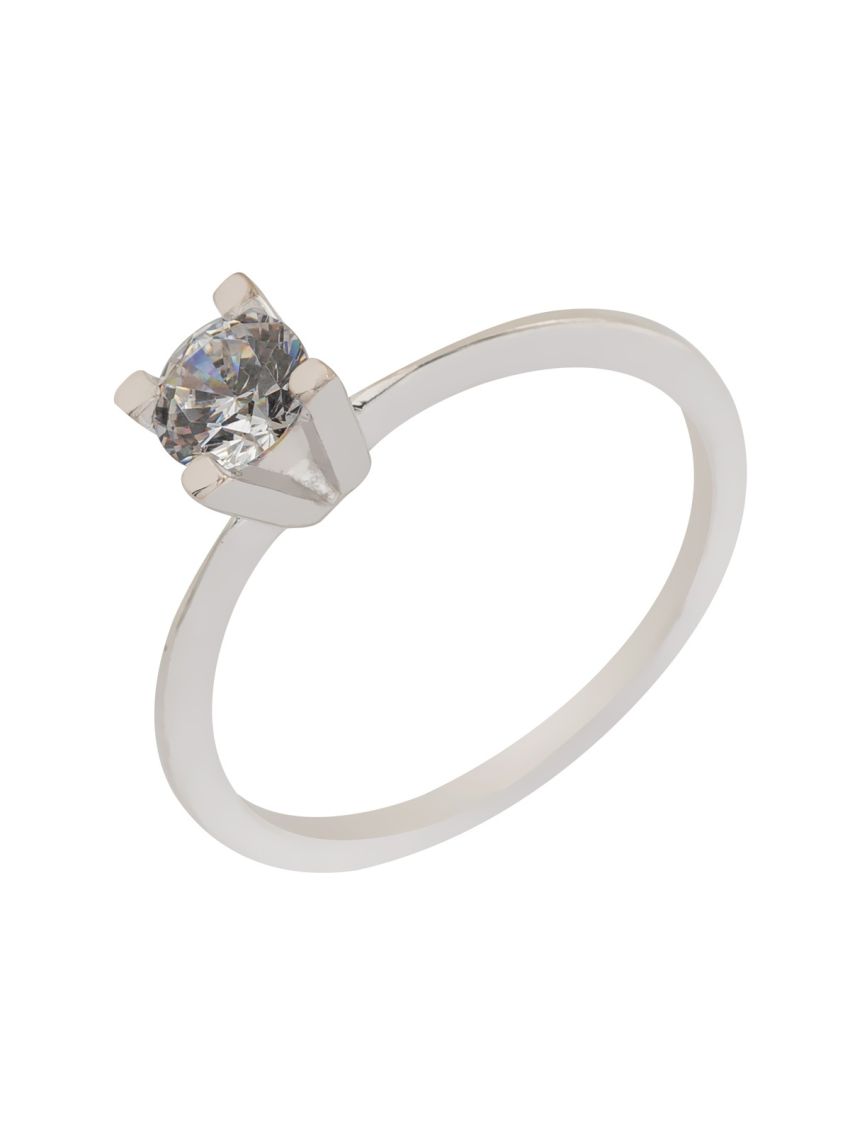 Anel Solitário Ouro 18k Branco com Moissanite