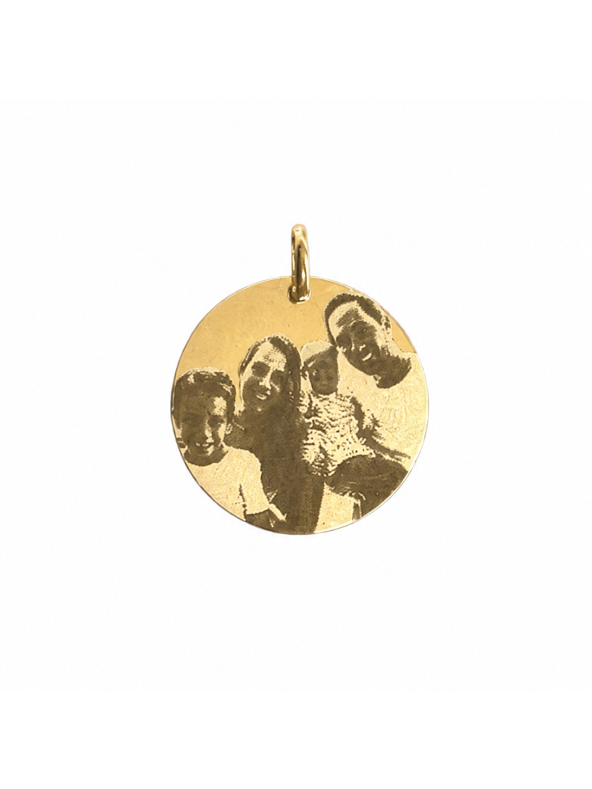Pingente Ouro 18k Amarelo Redondo com Foto Gravada
