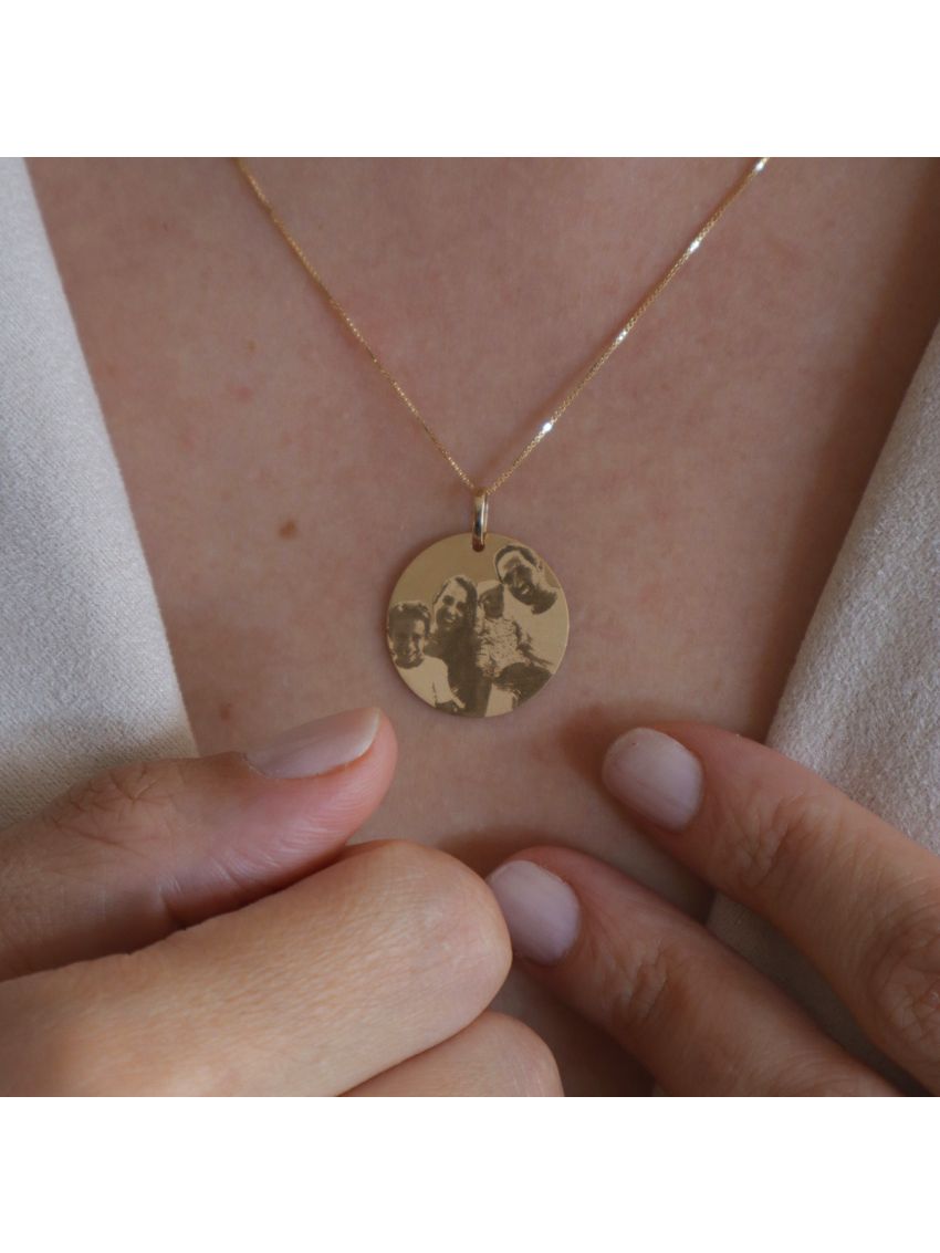 Pingente Ouro 18k Amarelo Redondo com Foto Gravada