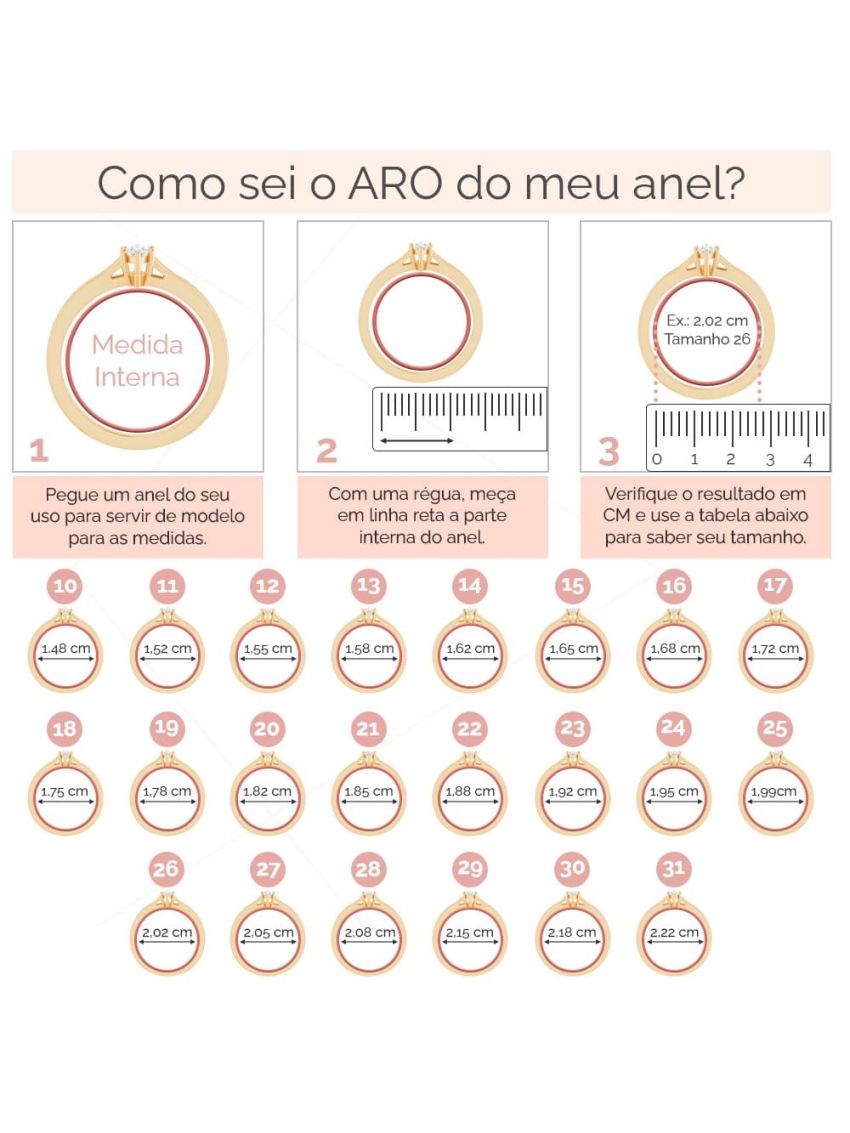 Anel Ouro 18k Ferradura com Pedras
