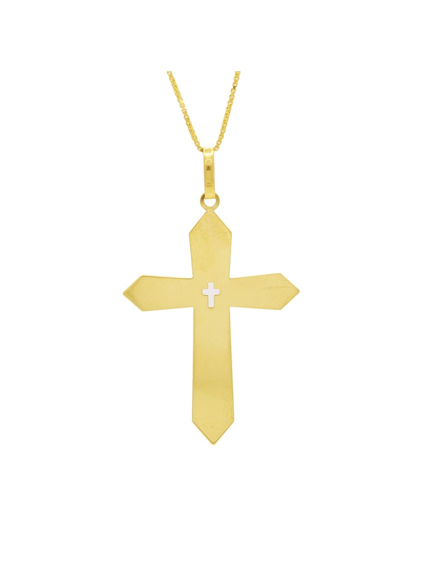 Pingente Cruz em Ouro 18k Amarelo Liso