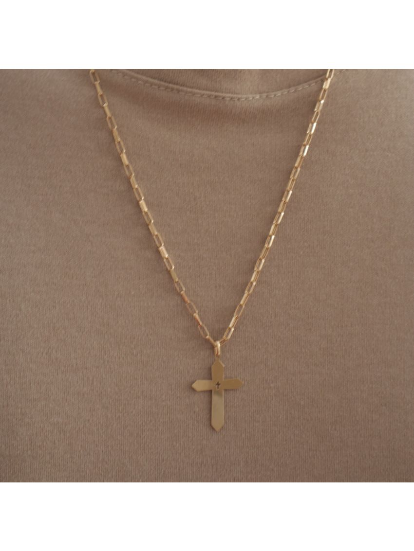 Pingente Cruz em Ouro 18k Amarelo Liso