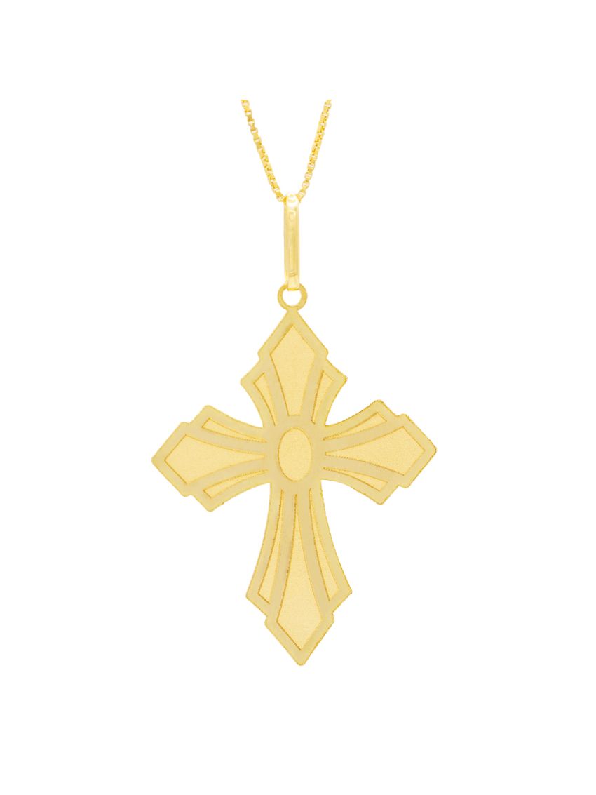 Pingente Ouro 18k Cruz Amarelo Fosco