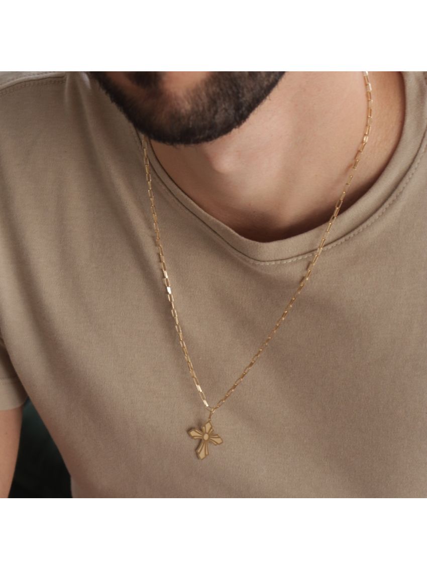 Pingente Ouro 18k Cruz Amarelo Fosco