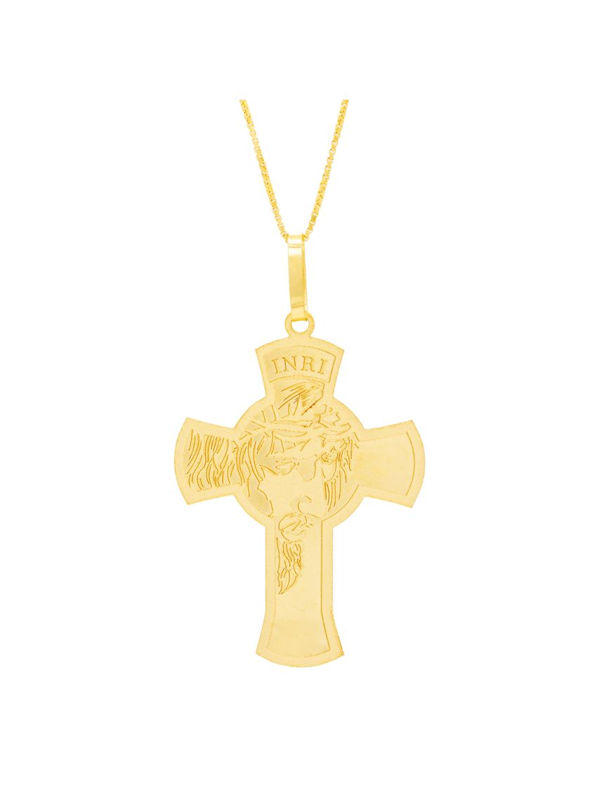 Pingente Ouro 18k Amarelo Cruz Jesus Cristo
