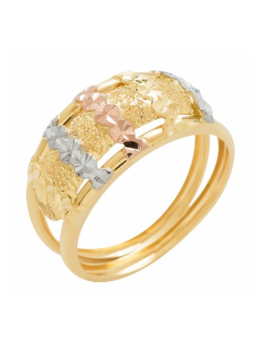 Anel Ouro Amarelo, Branco e Vermelho 18k Boulder