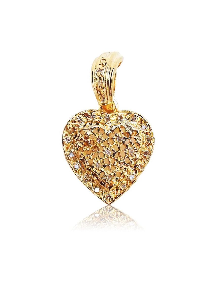 Pingente de Ouro Cuore di Fusione com Pedra Zircônia