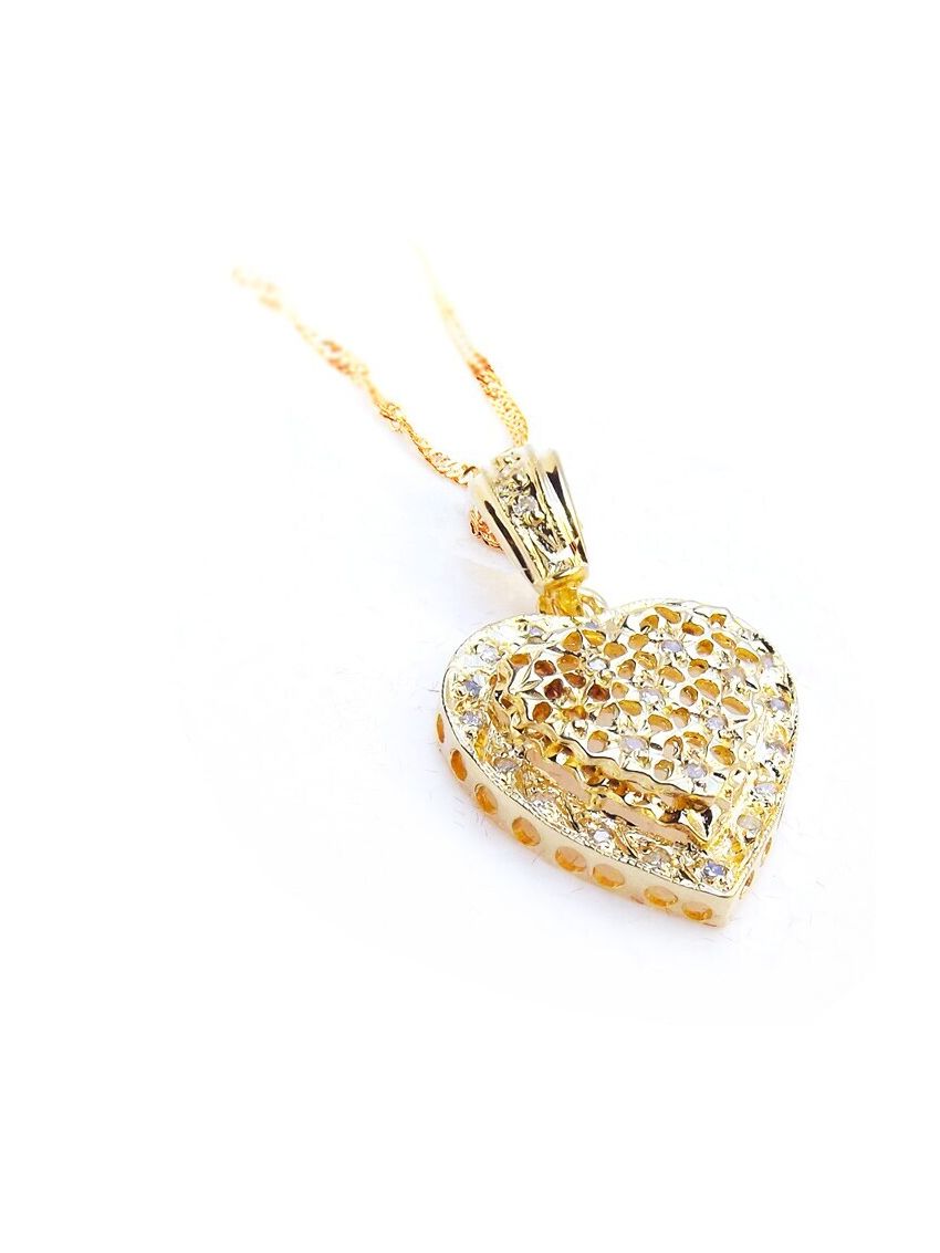 Pingente de Ouro Cuore di Fusione com Pedra Zircônia