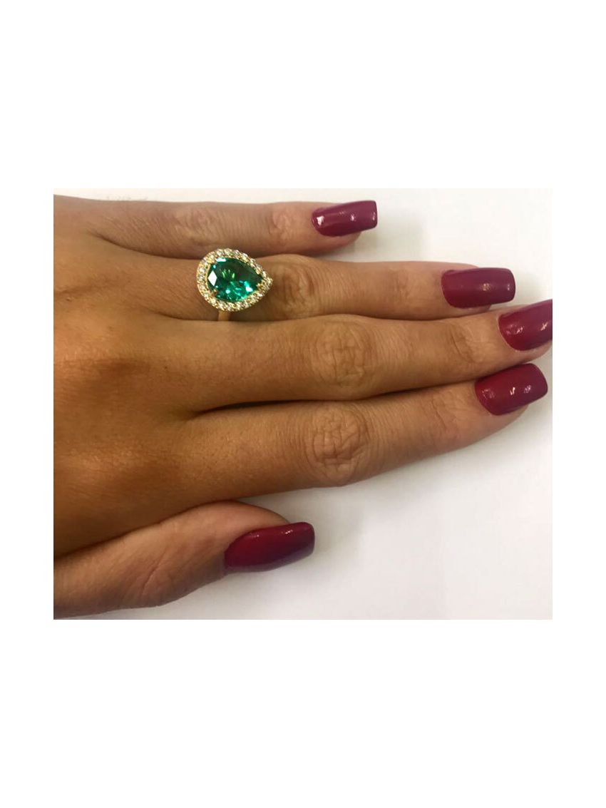 Anel Ouro 18k Feminina Gota Com Zircônia