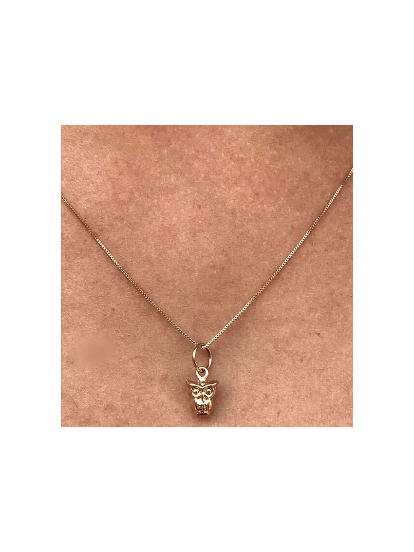 Corrente de Ouro com Pingente Coruja