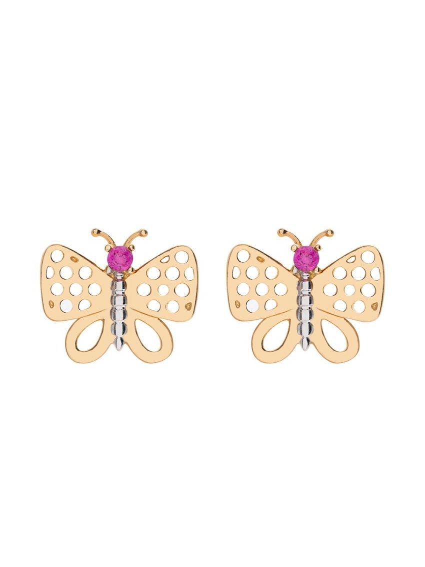 Brinco Feminino de Ouro 18k Pedra Rubi