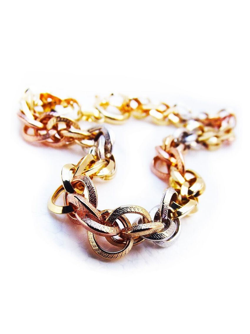 Pulseira de Ouro Meticulosa com 3 cores de Ouro