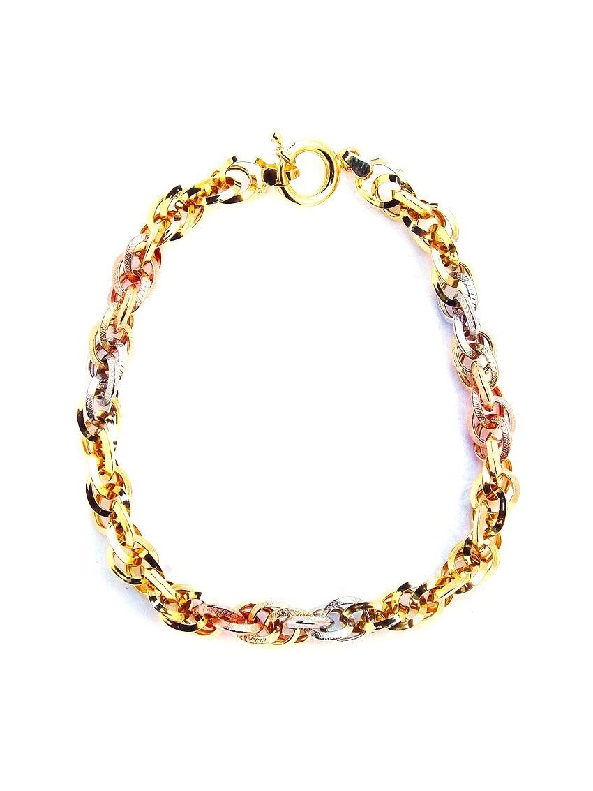 Pulseira de Ouro Meticulosa com 3 cores de Ouro
