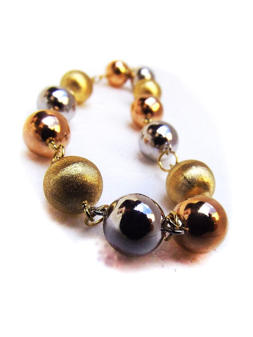 Pulseira de Ouro com Bolas em 3 cores de ouro