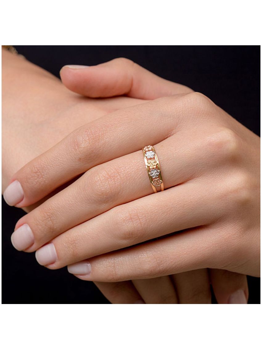 Anel de Ouro 18k 5 Florzinhas