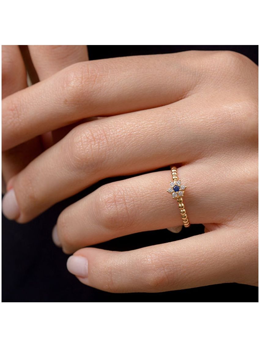 Anel de Ouro 18k e Zircônia Lily 