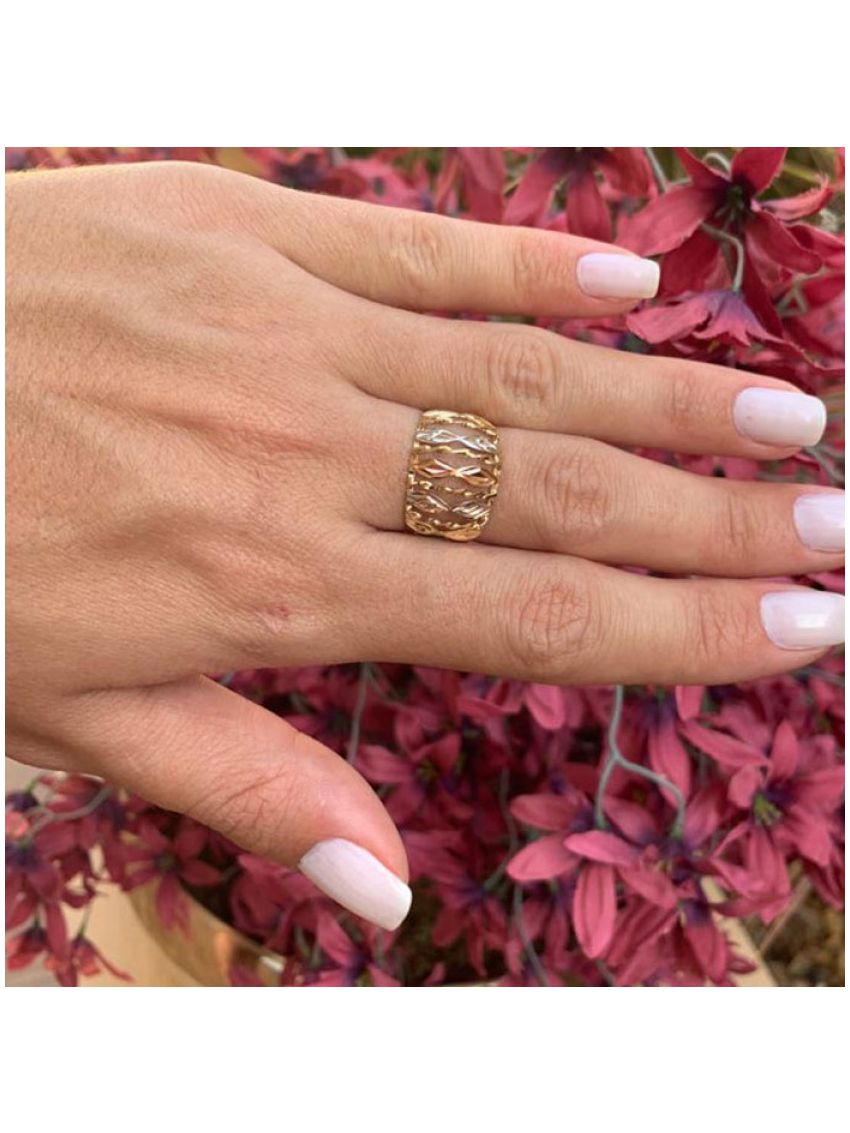 Anel de Ouro 18k Tricolor Feminino 