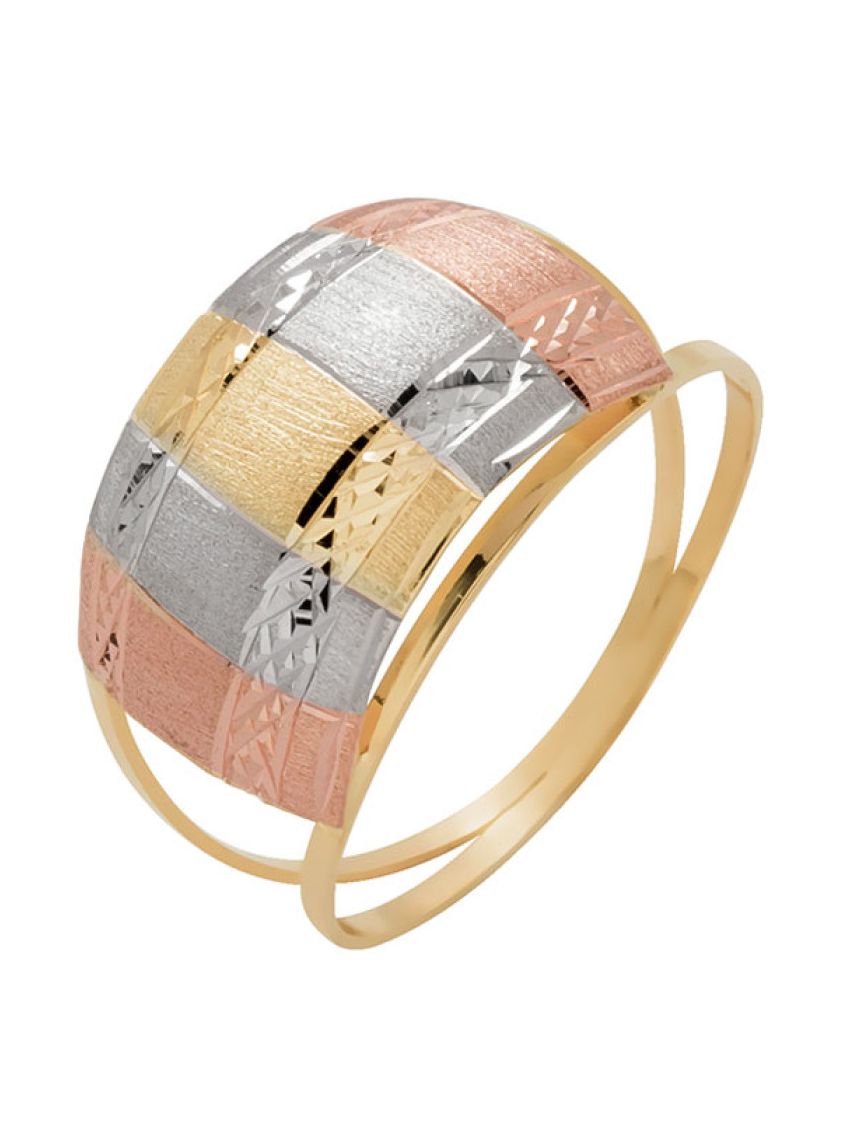 Anel de Ouro 18k Tricolor Feminino Rischio Bello