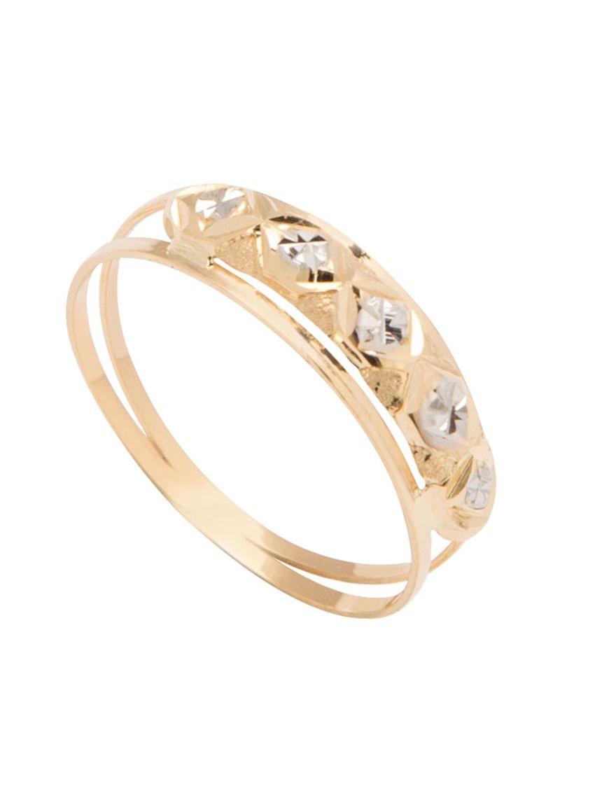 Anel de Ouro 18k Feminino Rhombus Aro Duplo