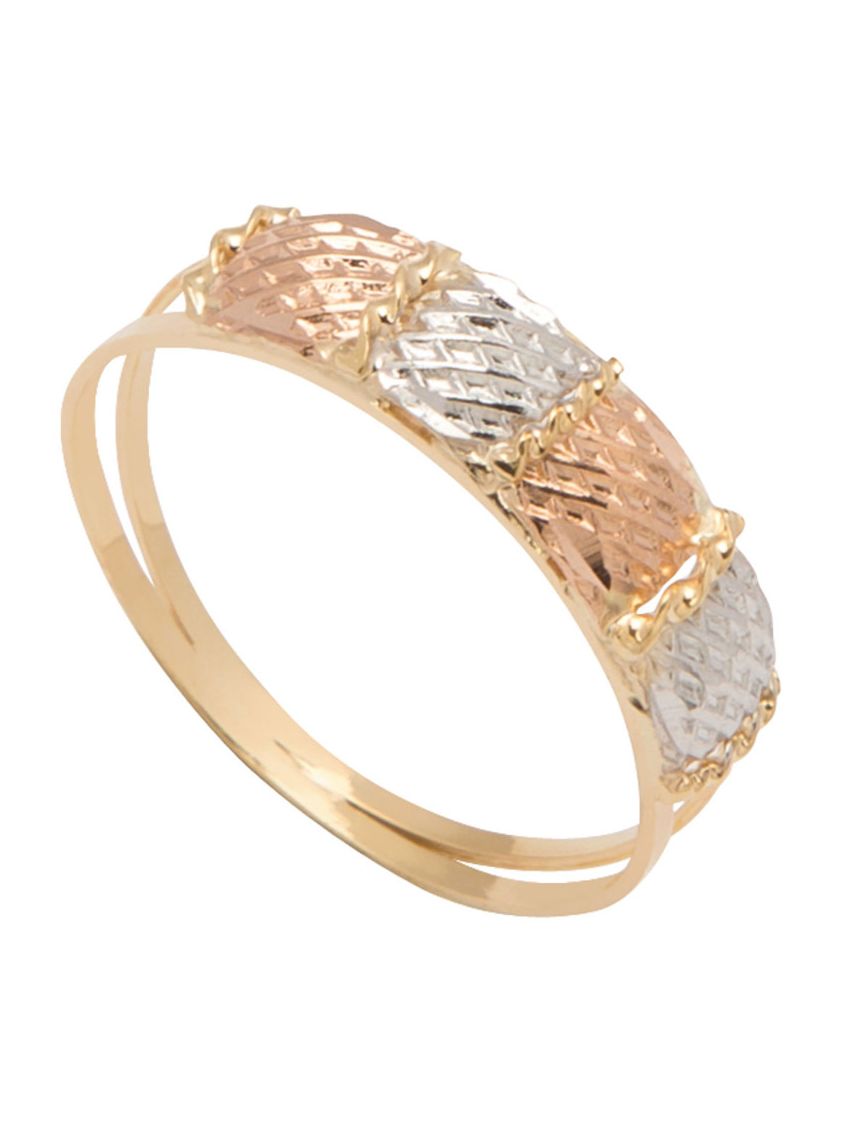 Anel de Ouro 18k Tricolor Feminino Stena
