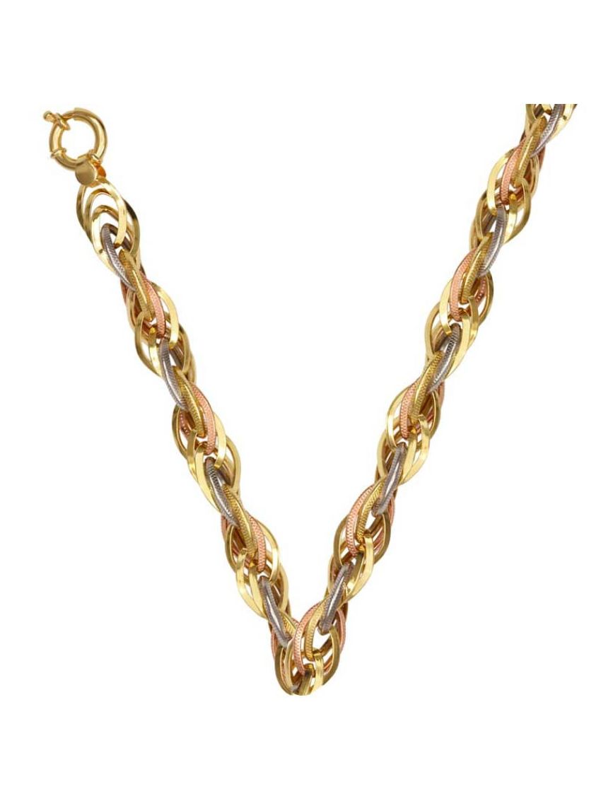 Corrente de Ouro 18k tricolor Aplatie 45 cm