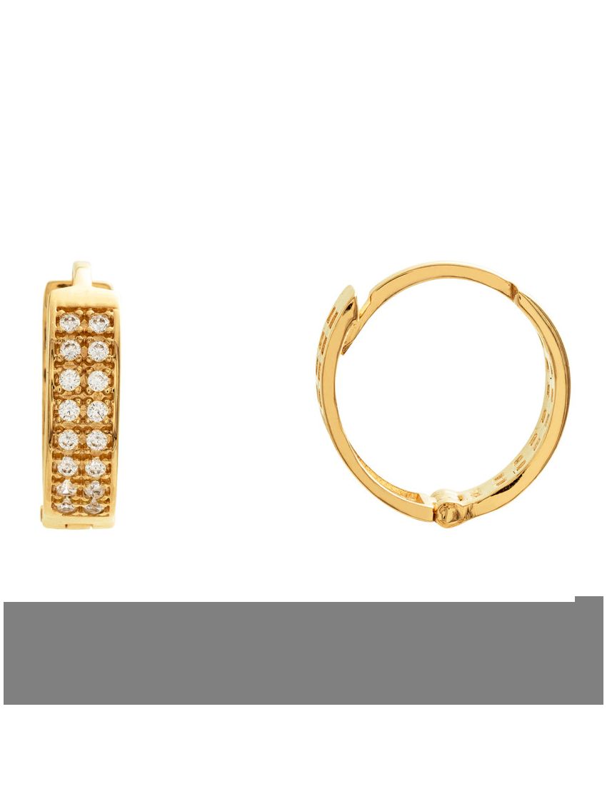 Brinco Argola de Ouro 18k com Cravação de Zircônias Médio
