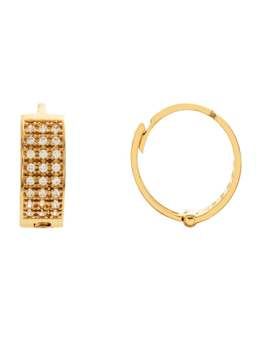 Brinco Argola de Ouro 18k com Cravação de Zircônias Grande