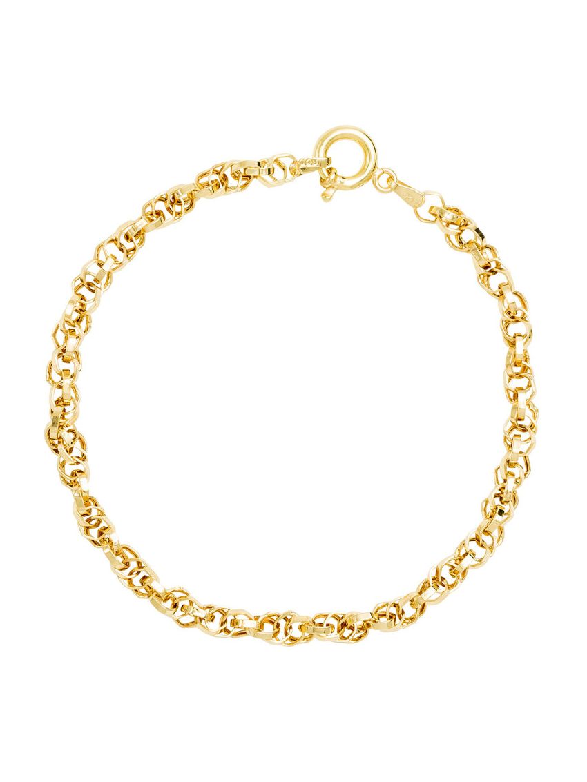 Pulseira de Ouro 18k Feminina Portuguesa Hexagonal
