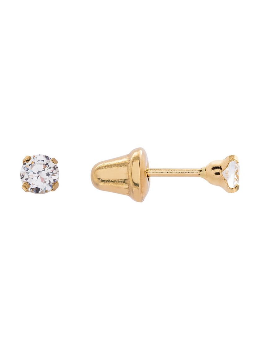 Brinco de Ouro 18k Infantil com Pedra 2,5mm