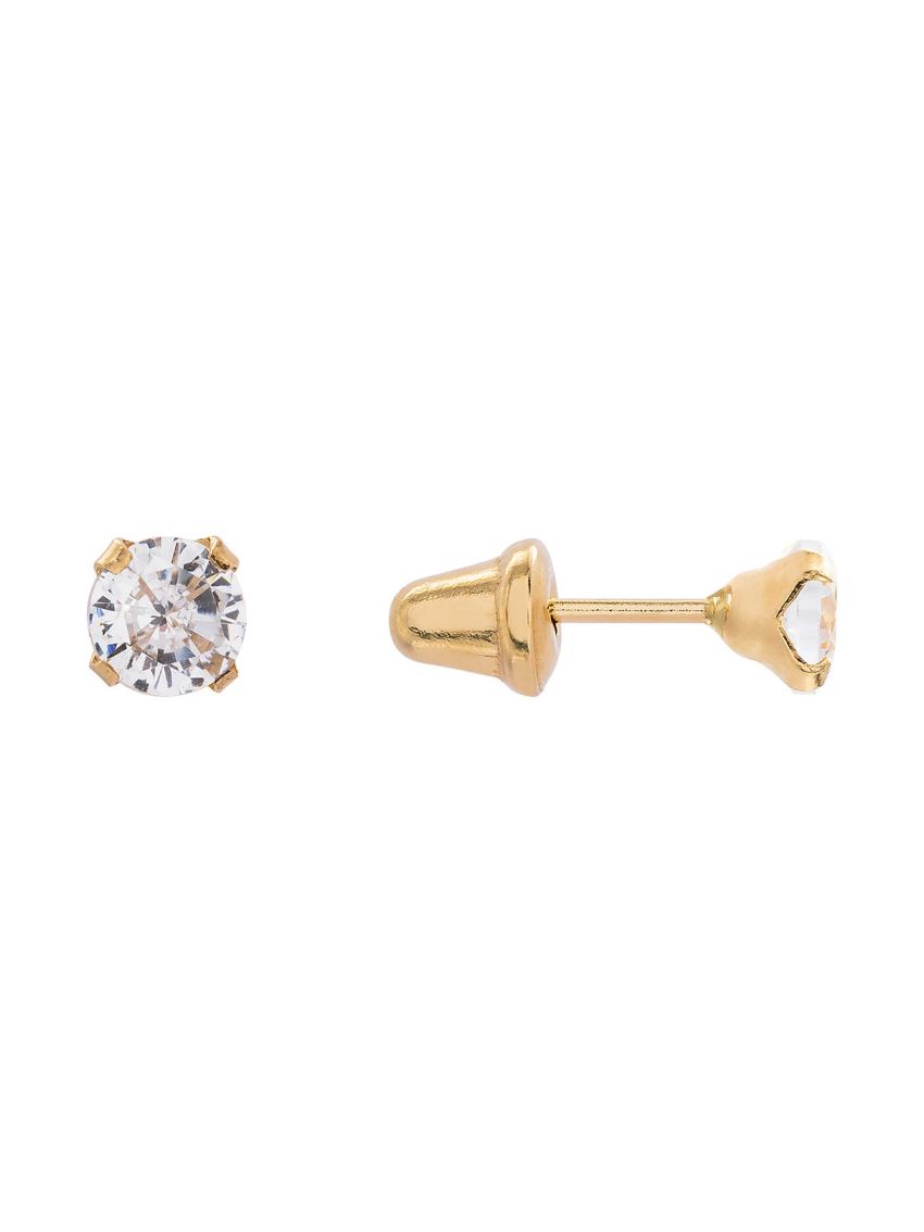 Brinco de Ouro 18k Infantil com Pedra 3mm