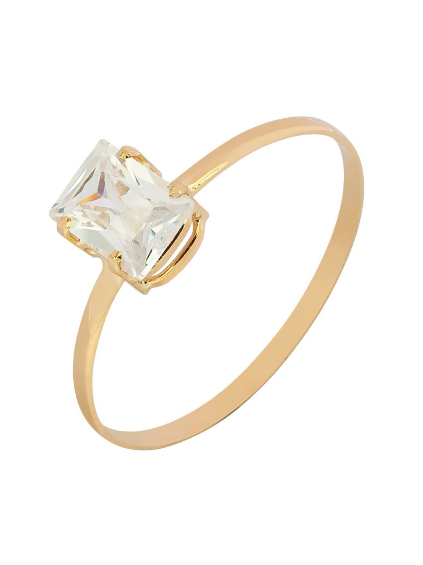 Anel de Ouro 18k Feminino Pedra Baguete