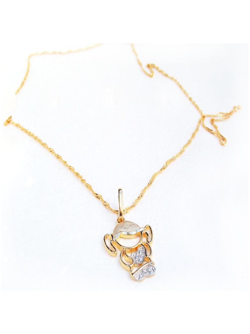 Pingente de Ouro Boneca Menina com Pedras Zircônia