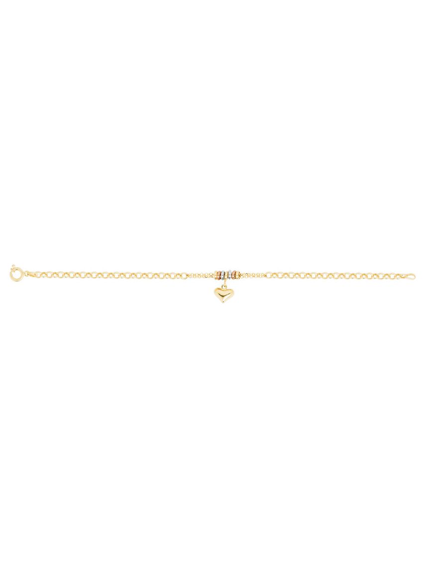 Pulseira de Ouro 18k Portuguesa com Pingente de Coração Delicado
