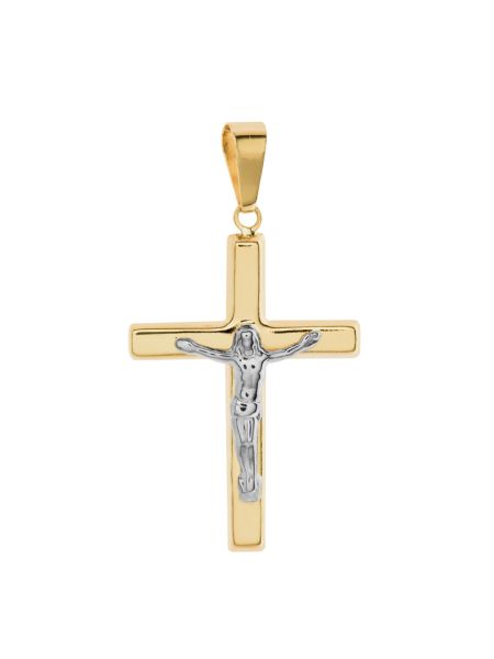 Pingente de Ouro 18k Cruz com Ródio Branco
