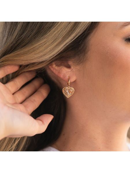 Brinco de Ouro 18k Argola de Coração