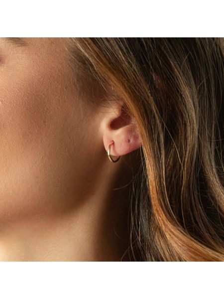 Brinco de Argola Ouro 18k Hexagonal Médio Fio Quadrado