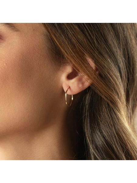 Brinco de Argola Ouro 18k Hexagonal Grande Fio Quadrado